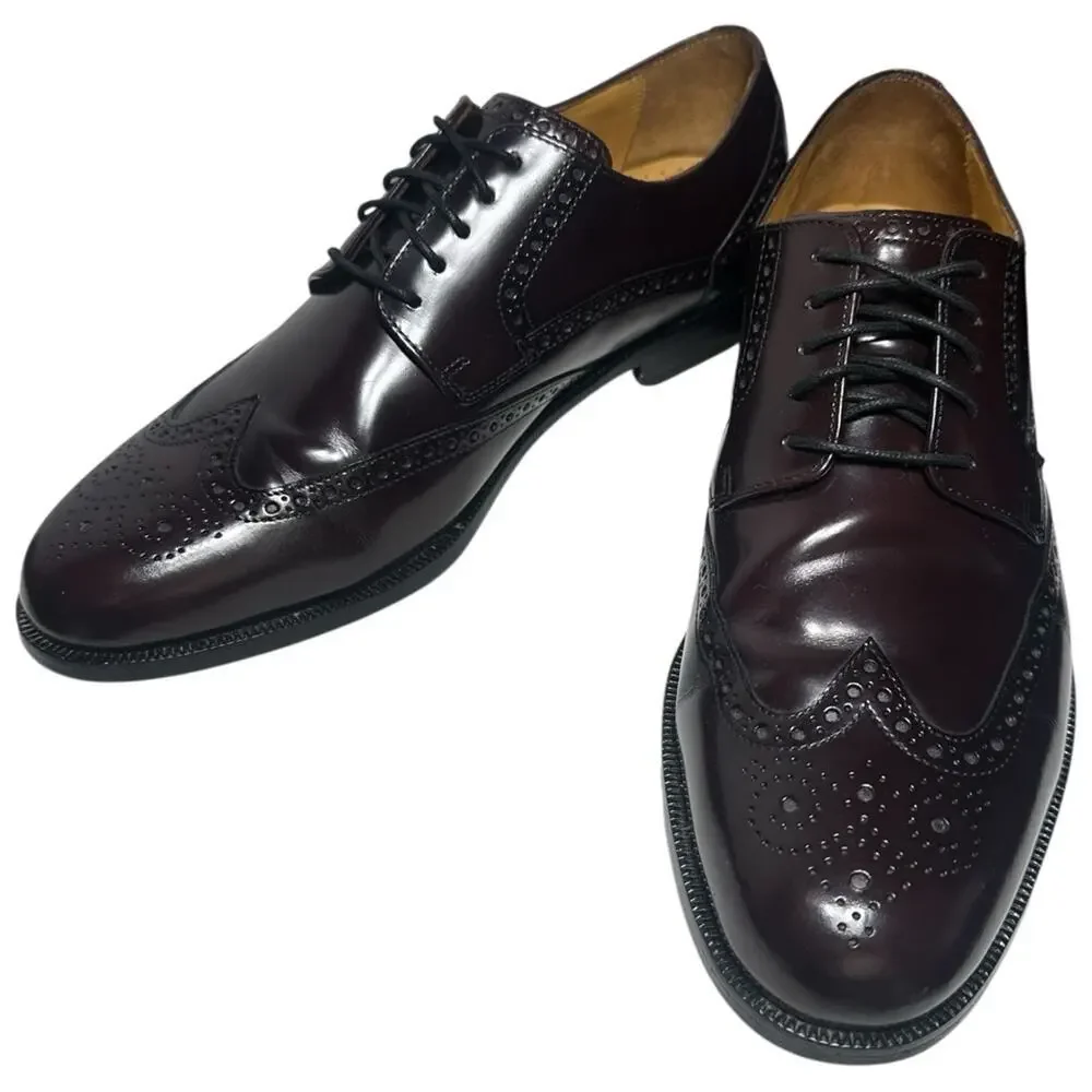 Cole Haan Vintage 11 Dark Burgundy Brown Leather Oxford Wingtip Brogue Shoes